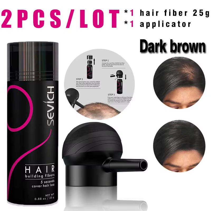 Hair Building Fiber Set Cover Sparse Hair or Bald Spots Hair Loss Regrowth Treatment Keratin Hair Fiber Powder Applicator
