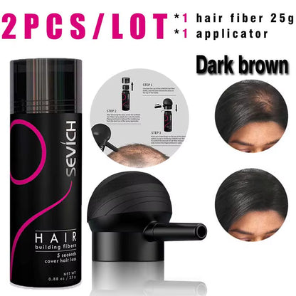 Hair Building Fiber Set Cover Sparse Hair or Bald Spots Hair Loss Regrowth Treatment Keratin Hair Fiber Powder Applicator