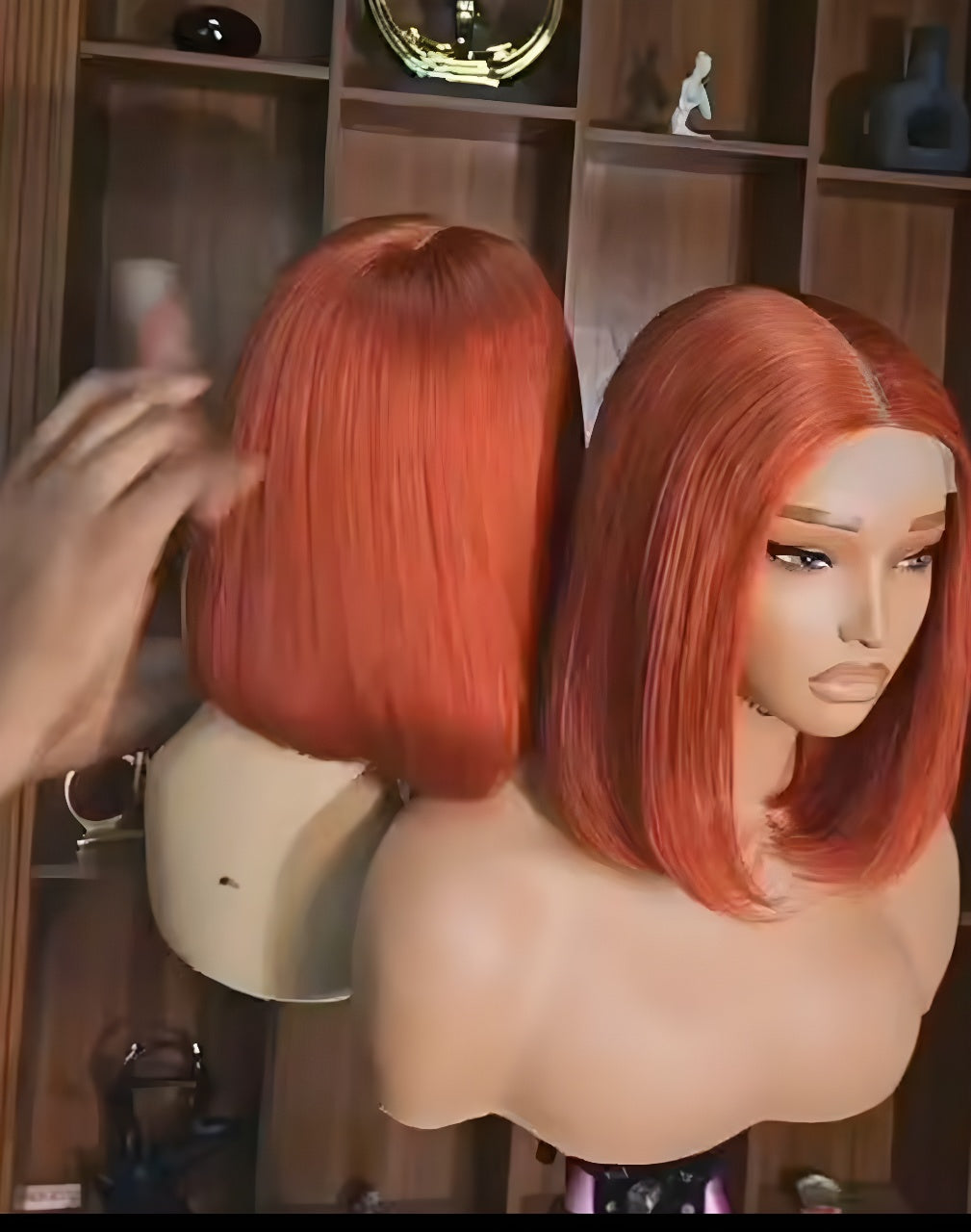 Copper Ginger Silky Straight Shoulder-Length Bob Lace Front Human Hair Wig