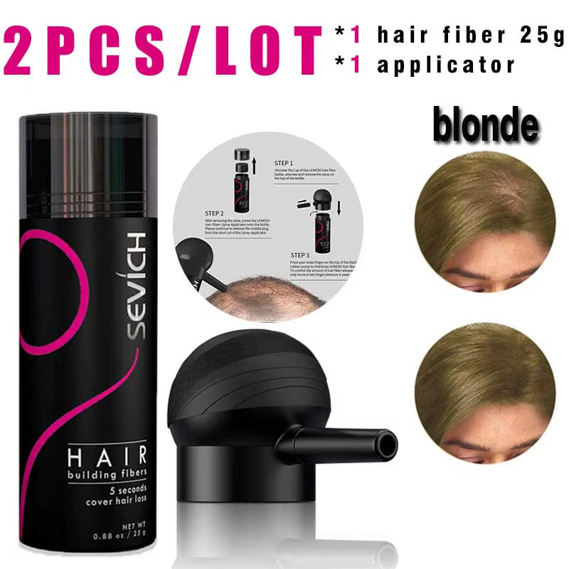Hair Building Fiber Set Cover Sparse Hair or Bald Spots Hair Loss Regrowth Treatment Keratin Hair Fiber Powder Applicator