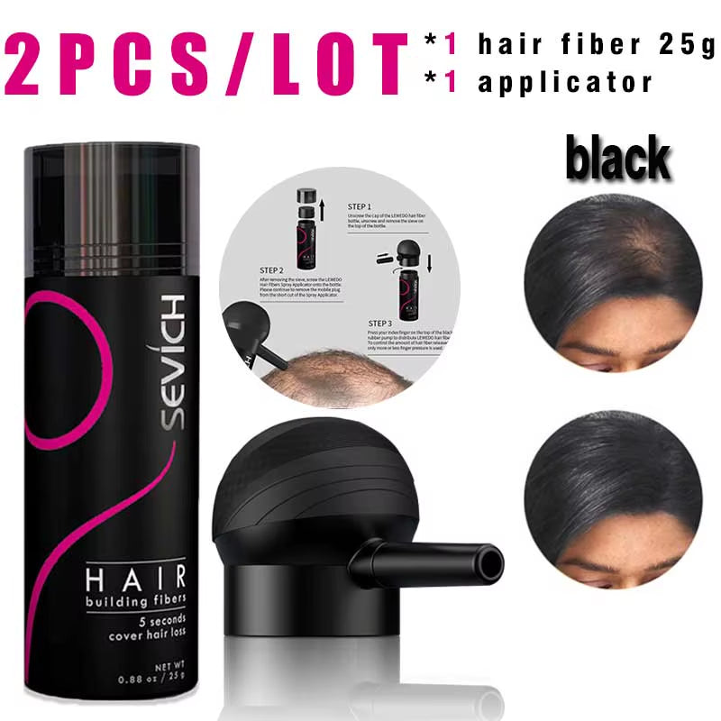 Hair Building Fiber Set Cover Sparse Hair or Bald Spots Hair Loss Regrowth Treatment Keratin Hair Fiber Powder Applicator