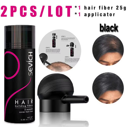 Hair Building Fiber Set Cover Sparse Hair or Bald Spots Hair Loss Regrowth Treatment Keratin Hair Fiber Powder Applicator