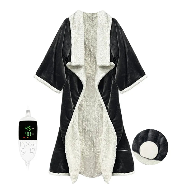 Wearable Electric Heating Sleeve Blanket Flannel & Sherpa, Electric Blankets 6 Heat Settings, 10-Hour Time Auto-Off Function