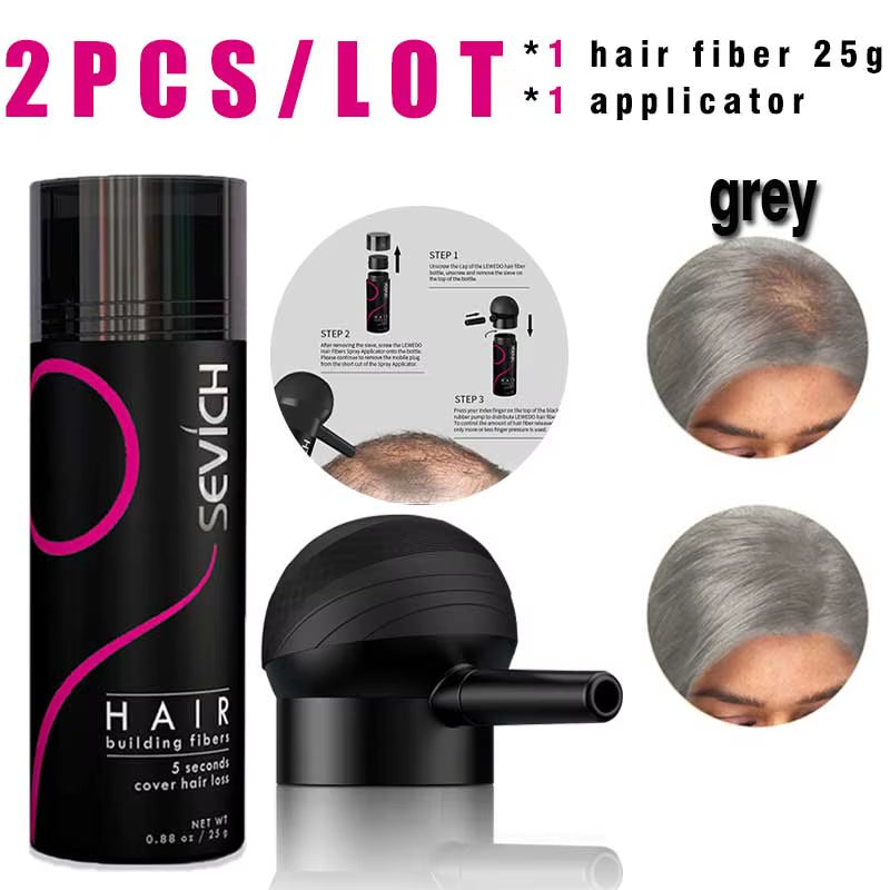 Hair Building Fiber Set Cover Sparse Hair or Bald Spots Hair Loss Regrowth Treatment Keratin Hair Fiber Powder Applicator
