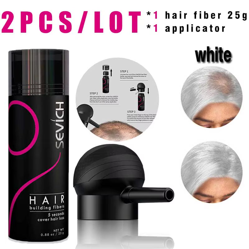 Hair Building Fiber Set Cover Sparse Hair or Bald Spots Hair Loss Regrowth Treatment Keratin Hair Fiber Powder Applicator