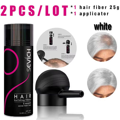 Hair Building Fiber Set Cover Sparse Hair or Bald Spots Hair Loss Regrowth Treatment Keratin Hair Fiber Powder Applicator