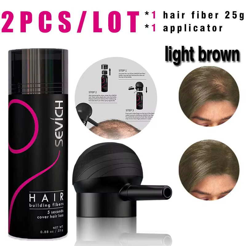 Hair Building Fiber Set Cover Sparse Hair or Bald Spots Hair Loss Regrowth Treatment Keratin Hair Fiber Powder Applicator