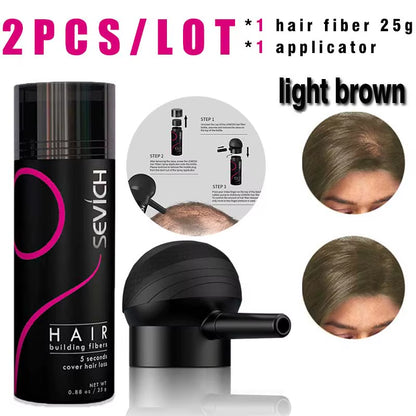 Hair Building Fiber Set Cover Sparse Hair or Bald Spots Hair Loss Regrowth Treatment Keratin Hair Fiber Powder Applicator