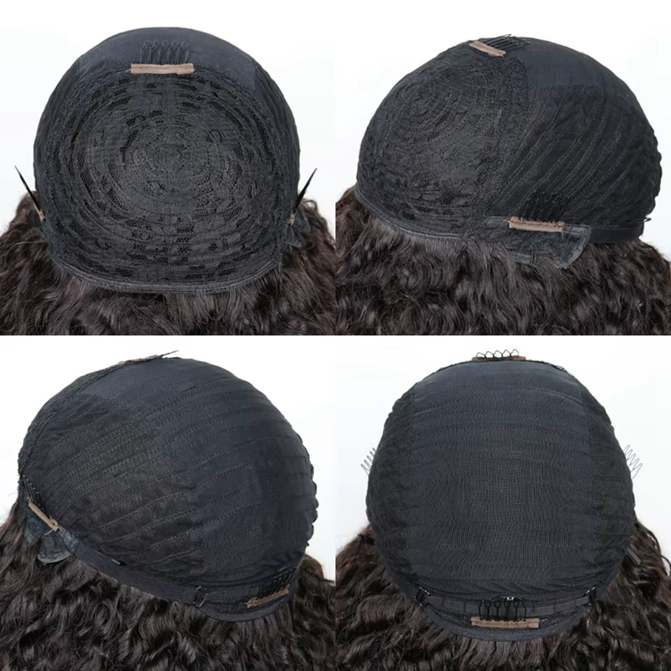 Afro Curly Human Hair Wigs with Bangs 250% Density Glueless Short Bob Curly Human Hair Wigs for Black Women Bob Afro Fringe Wig