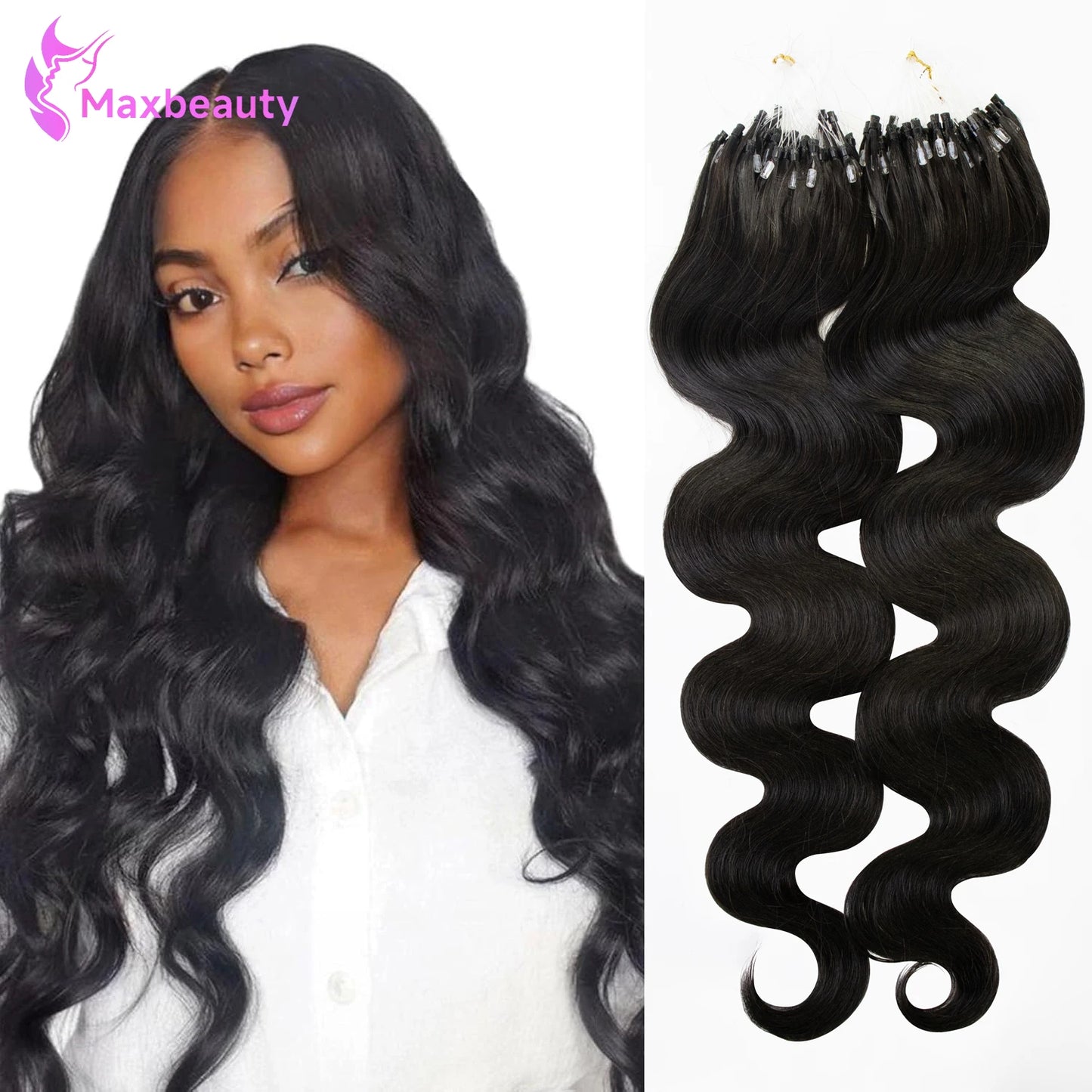 Hair Extensions Human Hair Body Wave Micro Loop Hair Extension Real Human Hair