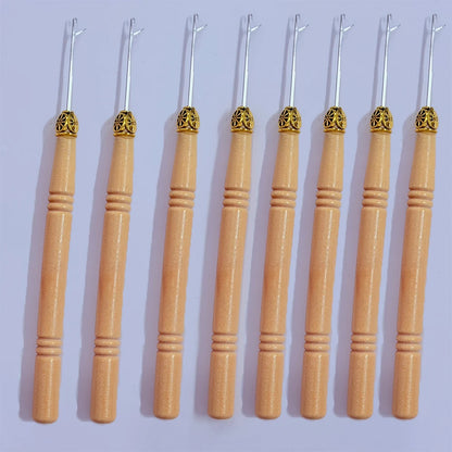 Hair Extensions Micro Pulling Needle Wood Hair Hook with Tongue Hair Crochet Hook