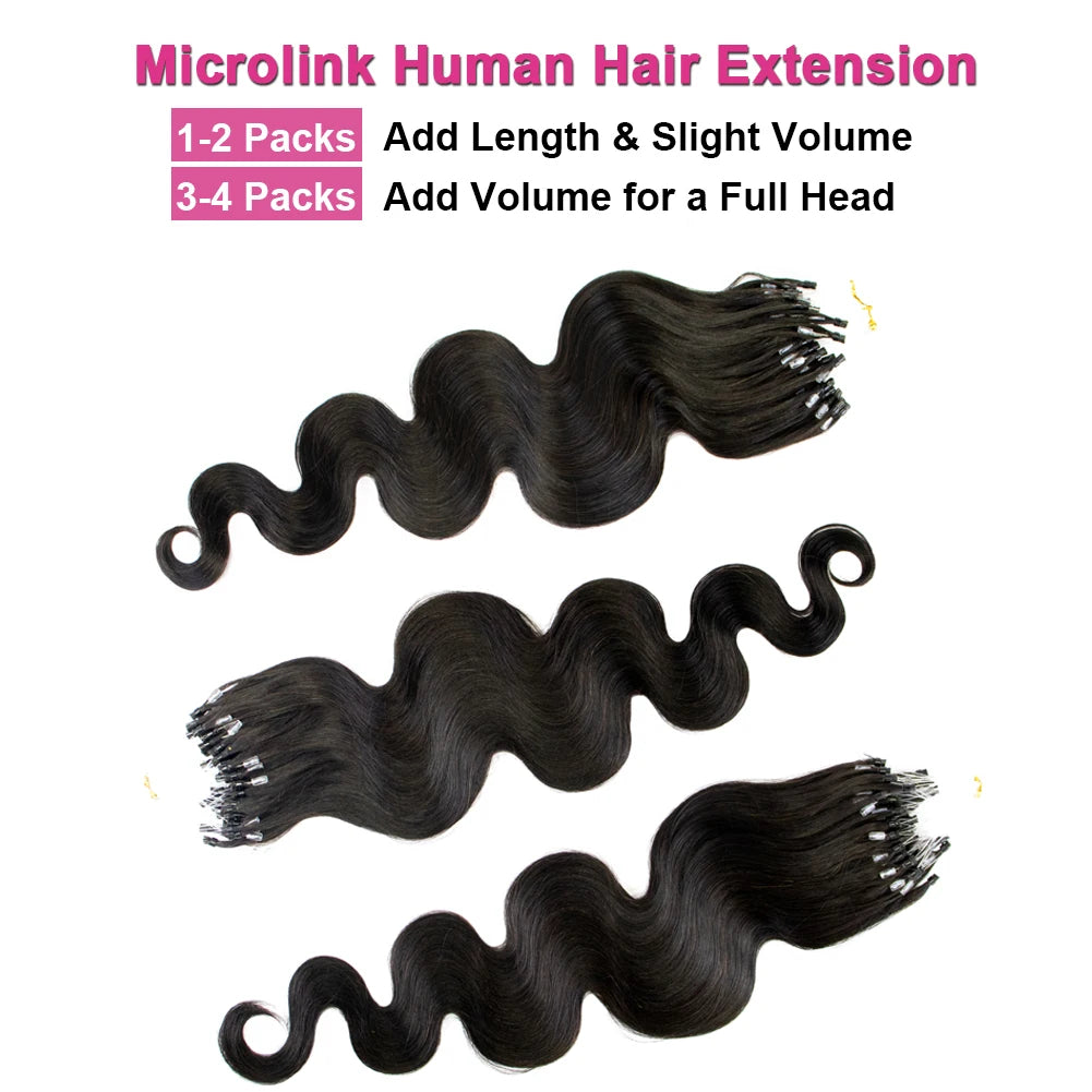 Hair Extensions Human Hair Body Wave Micro Loop Hair Extension Real Human Hair