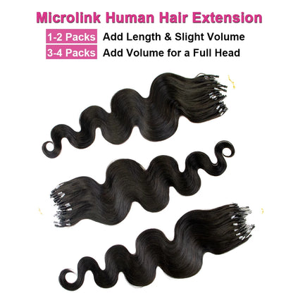Hair Extensions Human Hair Body Wave Micro Loop Hair Extension Real Human Hair