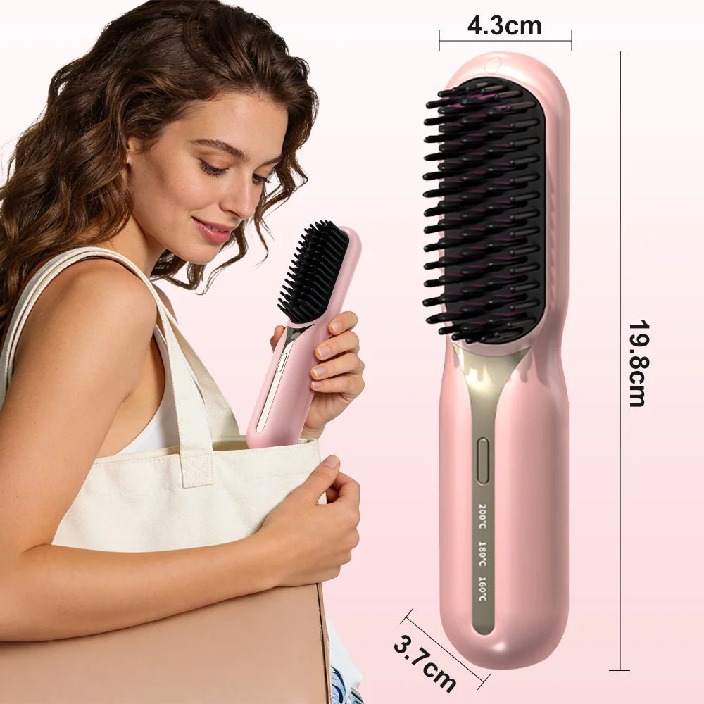 Hot Comb Straightener Professional Quick Heated Electric Wireless Multifunctional Hairstyle Brush