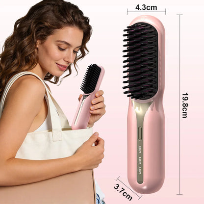 Hot Comb Straightener Professional Quick Heated Electric Wireless Multifunctional Hairstyle Brush