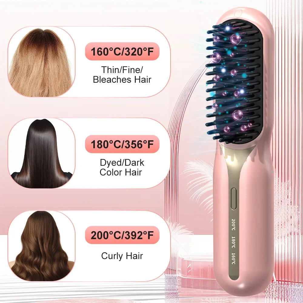 Hot Comb Straightener Professional Quick Heated Electric Wireless Multifunctional Hairstyle Brush
