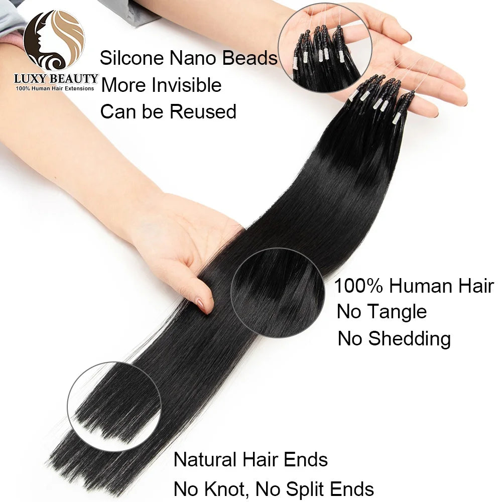 Micro Bead Human Hair Extensions Silicone Nano Ring Hair Extension