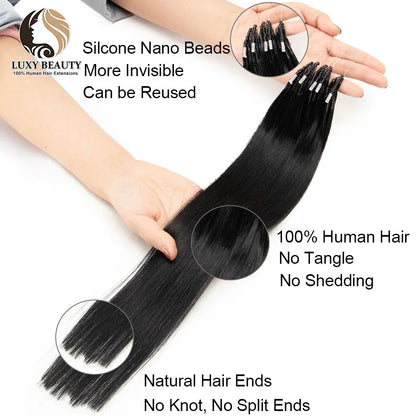 Micro Bead Human Hair Extensions Silicone Nano Ring Hair Extension
