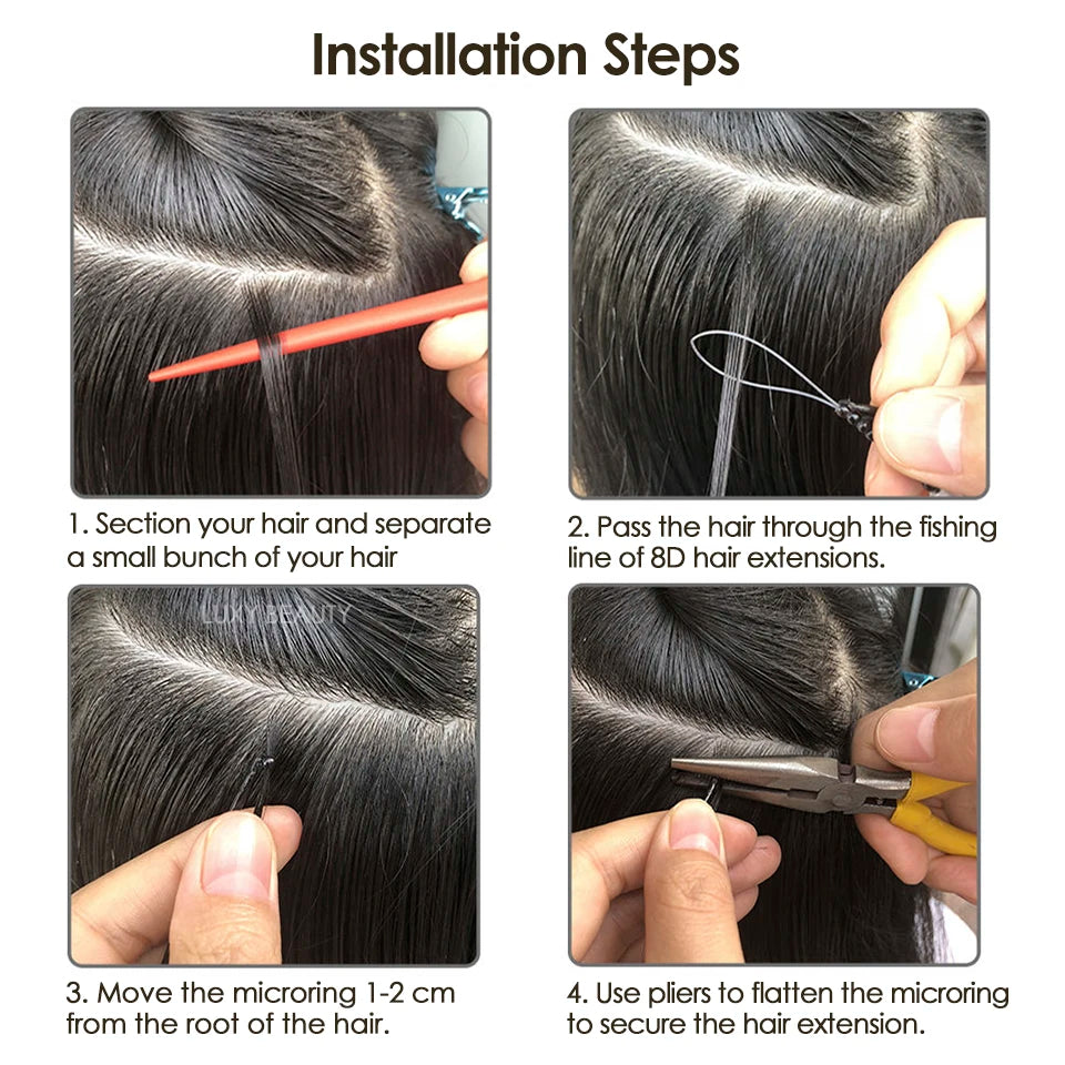 Micro Bead Human Hair Extensions Silicone Nano Ring Hair Extension