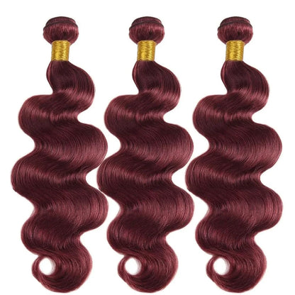 Brazilian Raw Human Hair Bundles Quick Weave Double Weft For Women Hair Extensions Burgundy