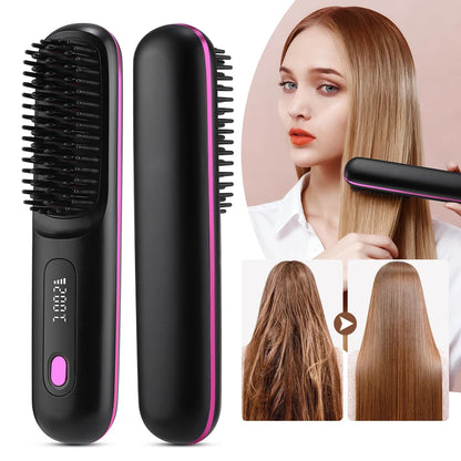 Hot Comb Straightener Professional Quick Heated Electric Wireless Multifunctional Hairstyle Brush