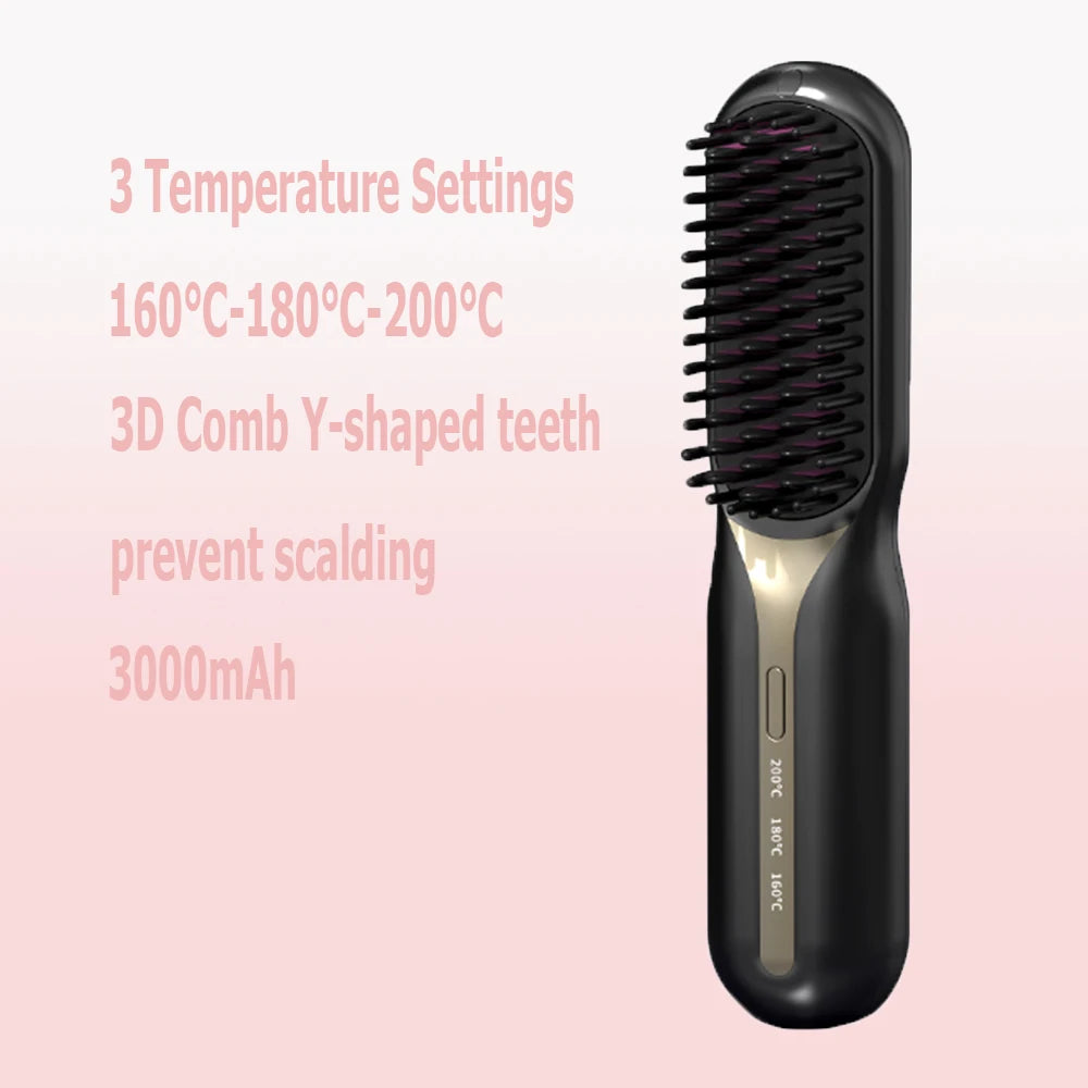 Hot Comb Straightener Professional Quick Heated Electric Wireless Multifunctional Hairstyle Brush