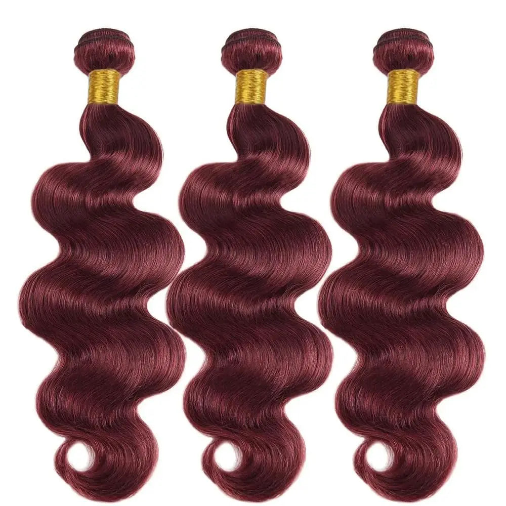 Brazilian Raw Human Hair Bundles Quick Weave Double Weft For Women Hair Extensions Burgundy