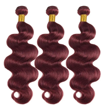 Brazilian Raw Human Hair Bundles Quick Weave Double Weft For Women Hair Extensions Burgundy