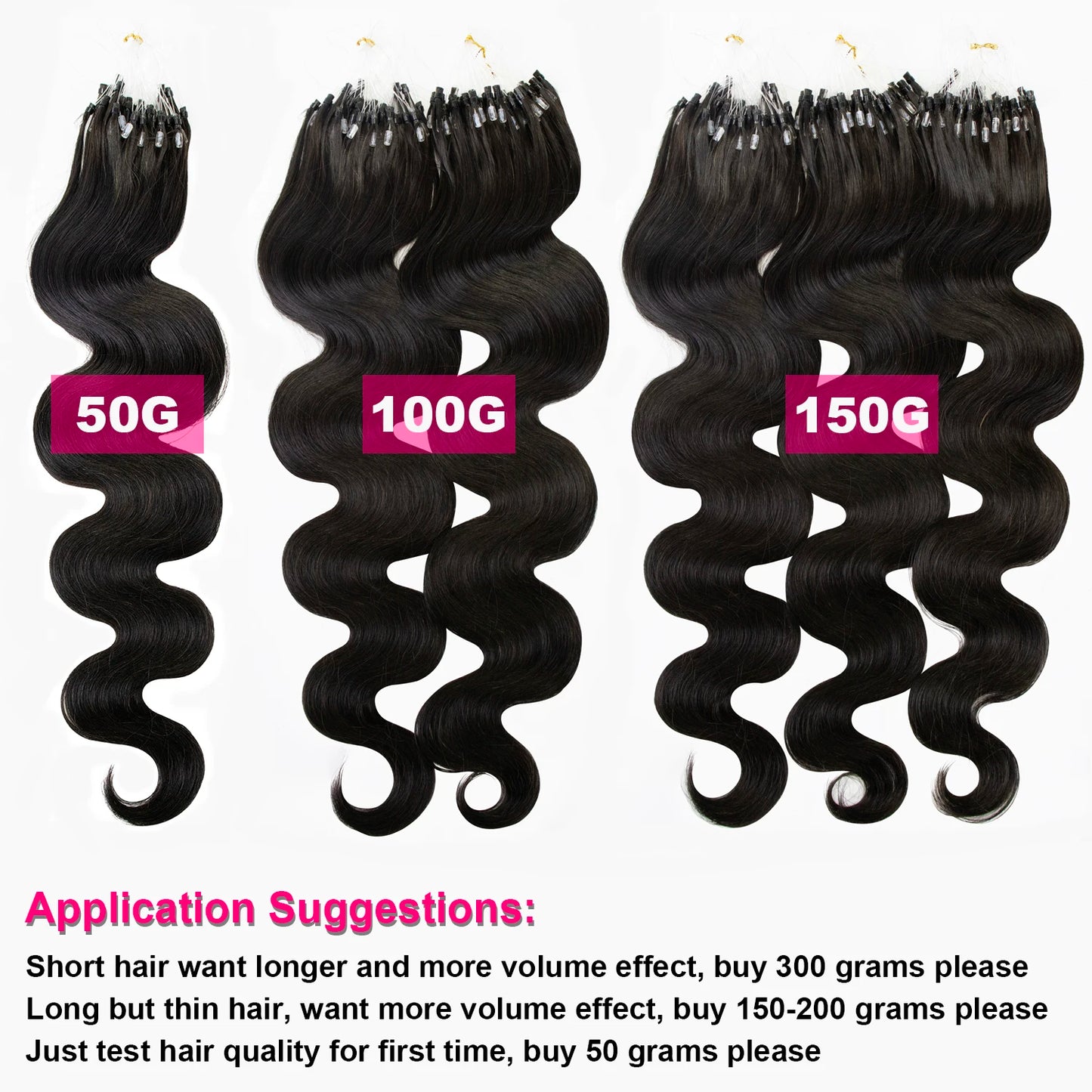 Hair Extensions Human Hair Body Wave Micro Loop Hair Extension Real Human Hair