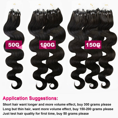 Hair Extensions Human Hair Body Wave Micro Loop Hair Extension Real Human Hair