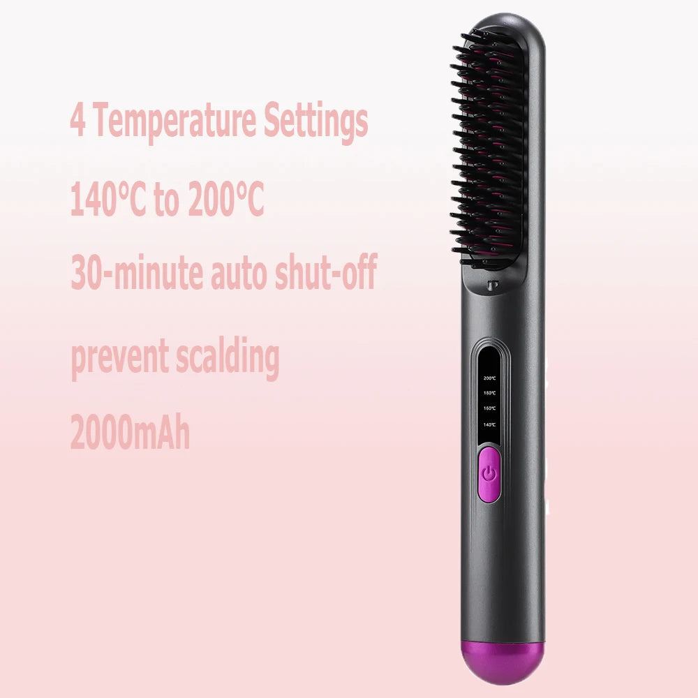 Hot Comb Straightener Professional Quick Heated Electric Wireless Multifunctional Hairstyle Brush