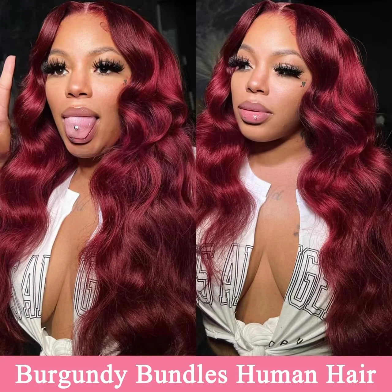 Brazilian Raw Human Hair Bundles Quick Weave Double Weft For Women Hair Extensions Burgundy