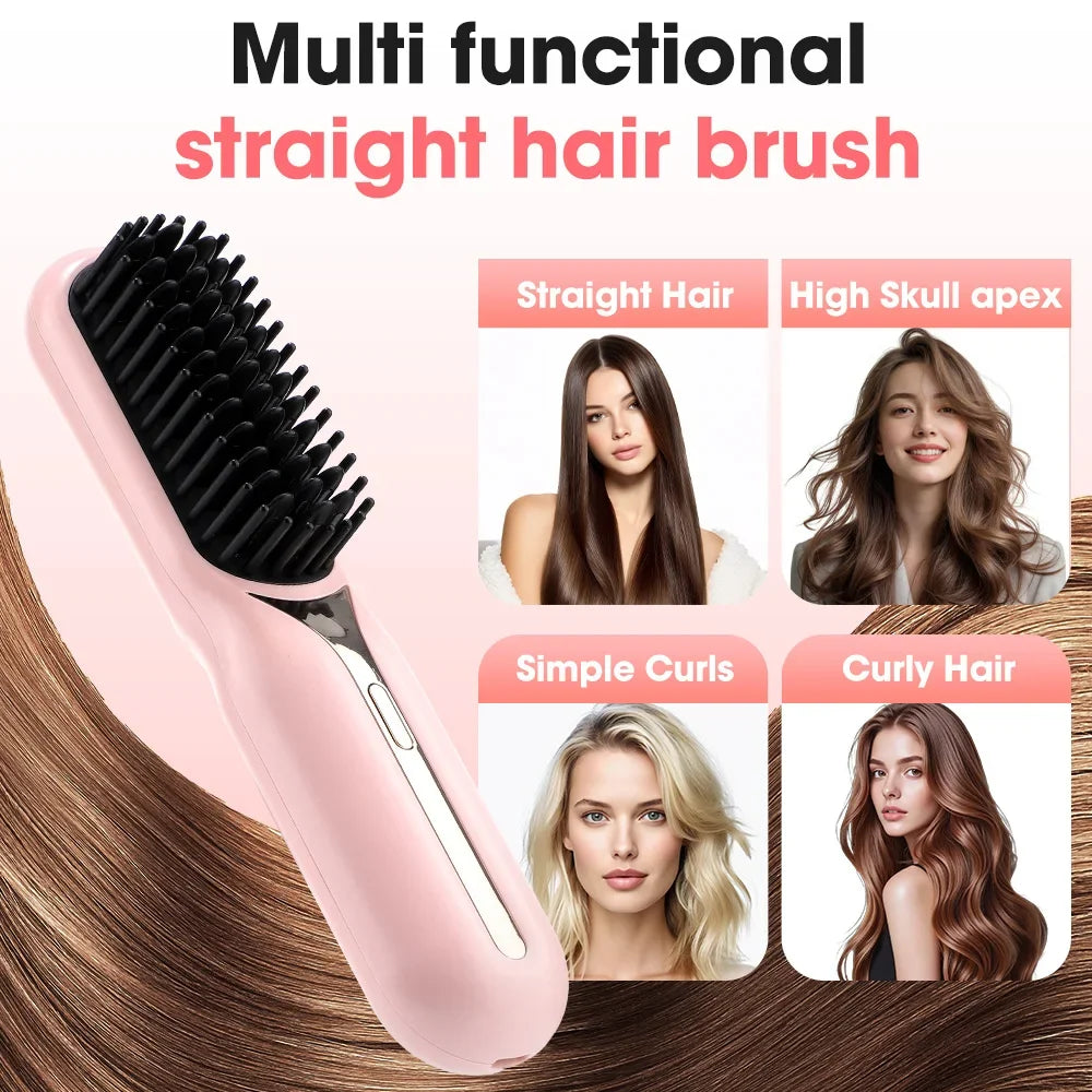 Hot Comb Straightener Professional Quick Heated Electric Wireless Multifunctional Hairstyle Brush