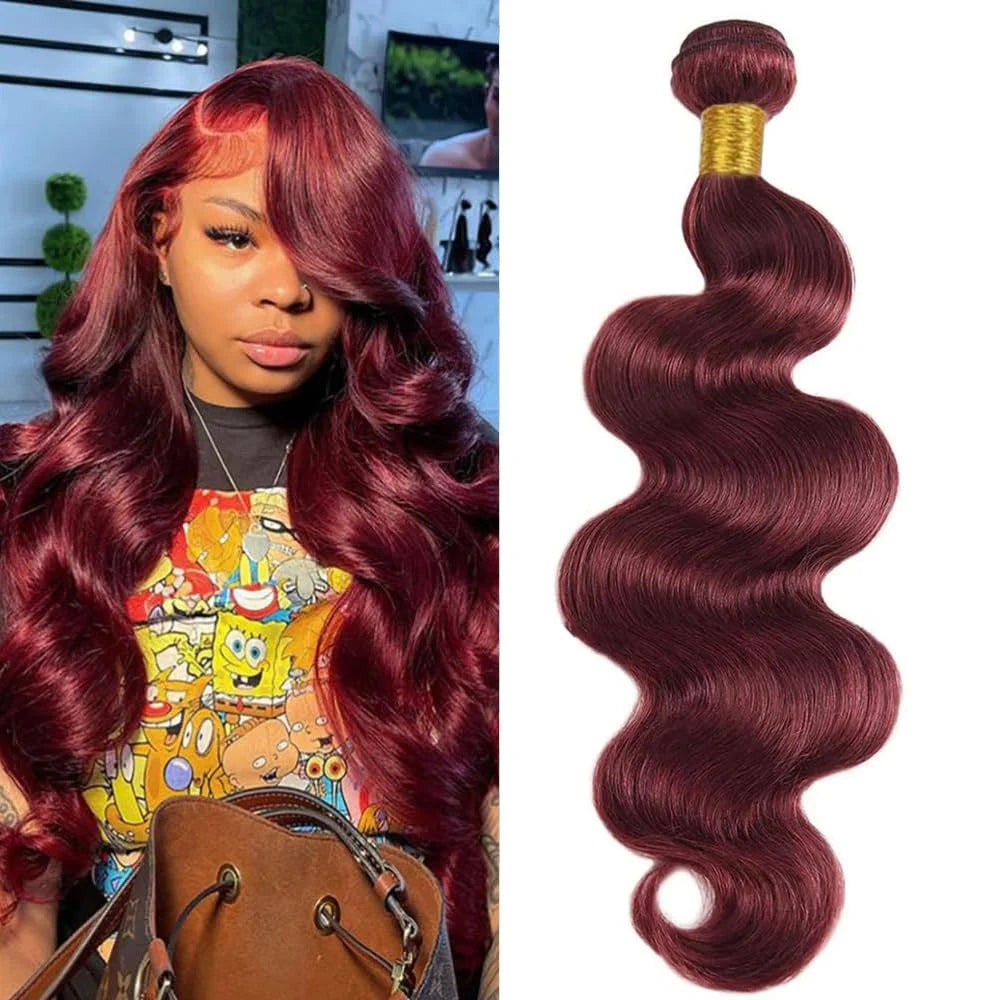 Brazilian Raw Human Hair Bundles Quick Weave Double Weft For Women Hair Extensions Burgundy