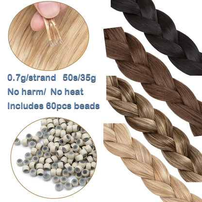Nano Rings Hair Extensions Nano Tip Human Hair For Women