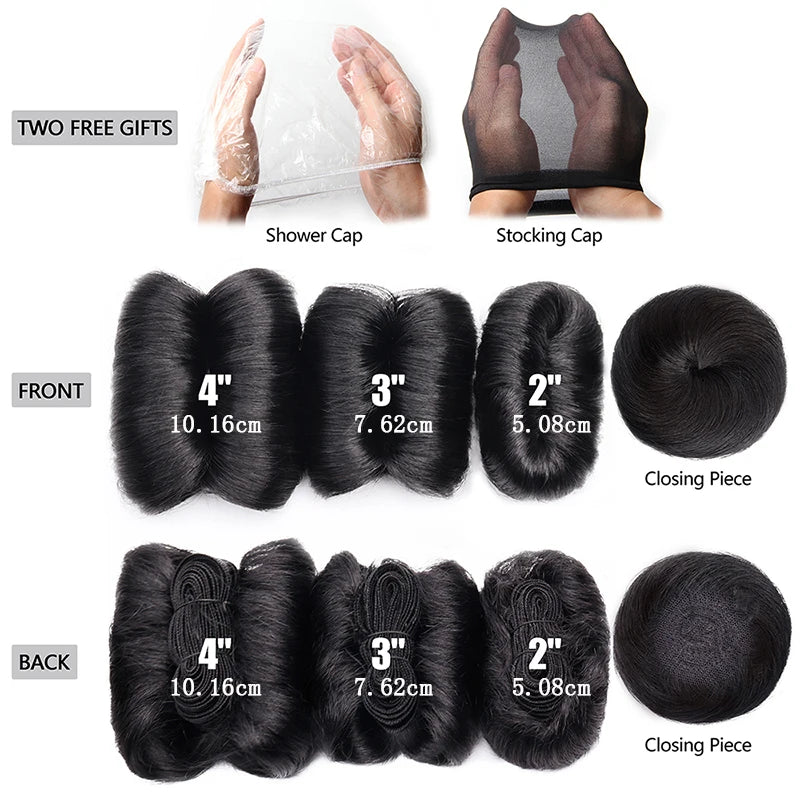 Curly Hair Bundles Brazilian Hair Weave Bundles With Circular Closure Short Human Hair Extensions
