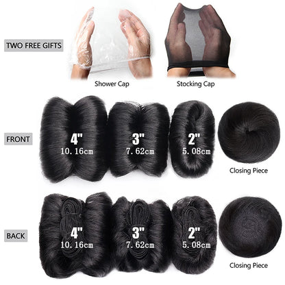 Curly Hair Bundles Brazilian Hair Weave Bundles With Circular Closure Short Human Hair Extensions