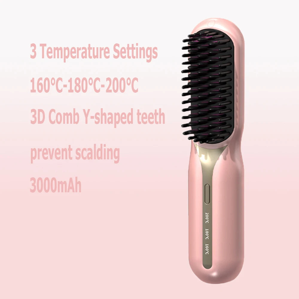 Hot Comb Straightener Professional Quick Heated Electric Wireless Multifunctional Hairstyle Brush