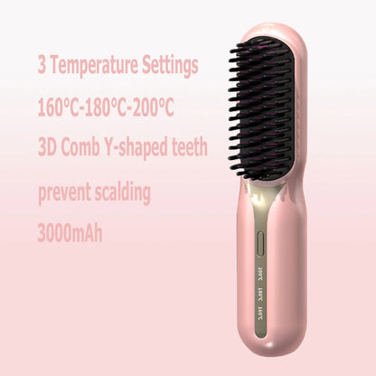 Hot Comb Straightener Professional Quick Heated Electric Wireless Multifunctional Hairstyle Brush
