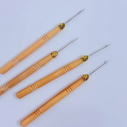 Hair Extensions Micro Pulling Needle Wood Hair Hook with Tongue Hair Crochet Hook