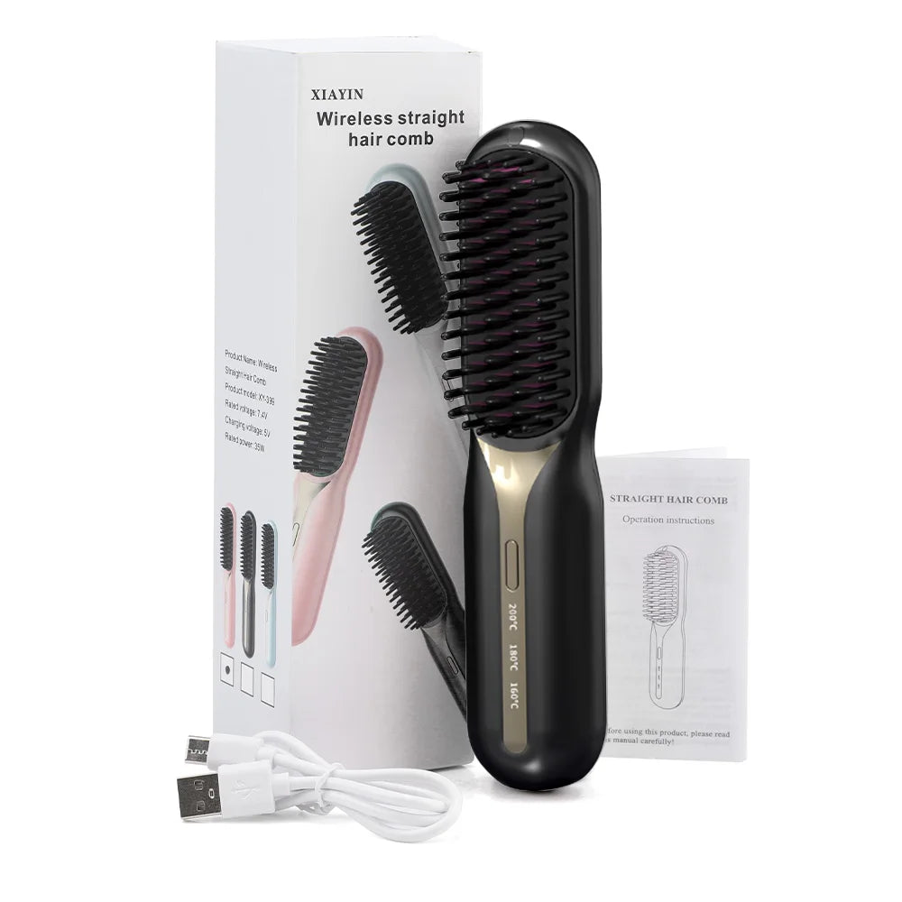 Hot Comb Straightener Professional Quick Heated Electric Wireless Multifunctional Hairstyle Brush