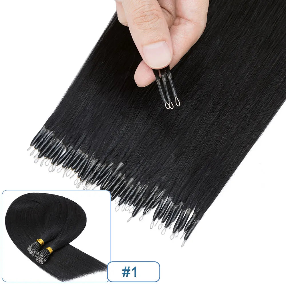 Nano Rings Hair Extensions Nano Tip Human Hair For Women