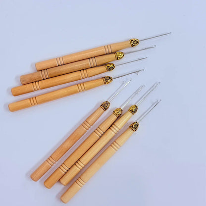 Hair Extensions Micro Pulling Needle Wood Hair Hook with Tongue Hair Crochet Hook
