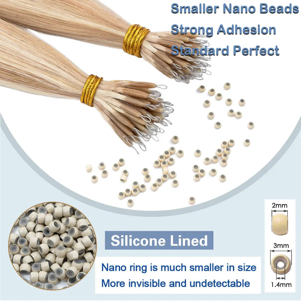 Nano Rings Hair Extensions Nano Tip Human Hair For Women