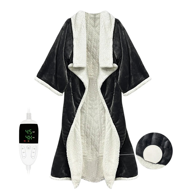 Wearable Electric Heating Sleeve Blanket Flannel & Sherpa, Electric Blankets 6 Heat Settings, 10-Hour Time Auto-Off Function