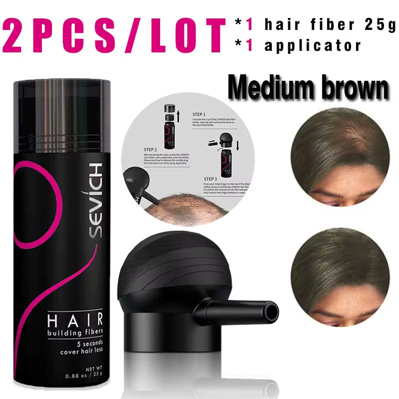 Hair Building Fiber Set Cover Sparse Hair or Bald Spots Hair Loss Regrowth Treatment Keratin Hair Fiber Powder Applicator