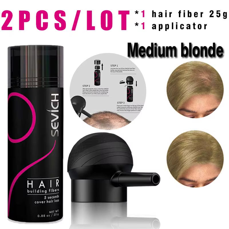 Hair Building Fiber Set Cover Sparse Hair or Bald Spots Hair Loss Regrowth Treatment Keratin Hair Fiber Powder Applicator