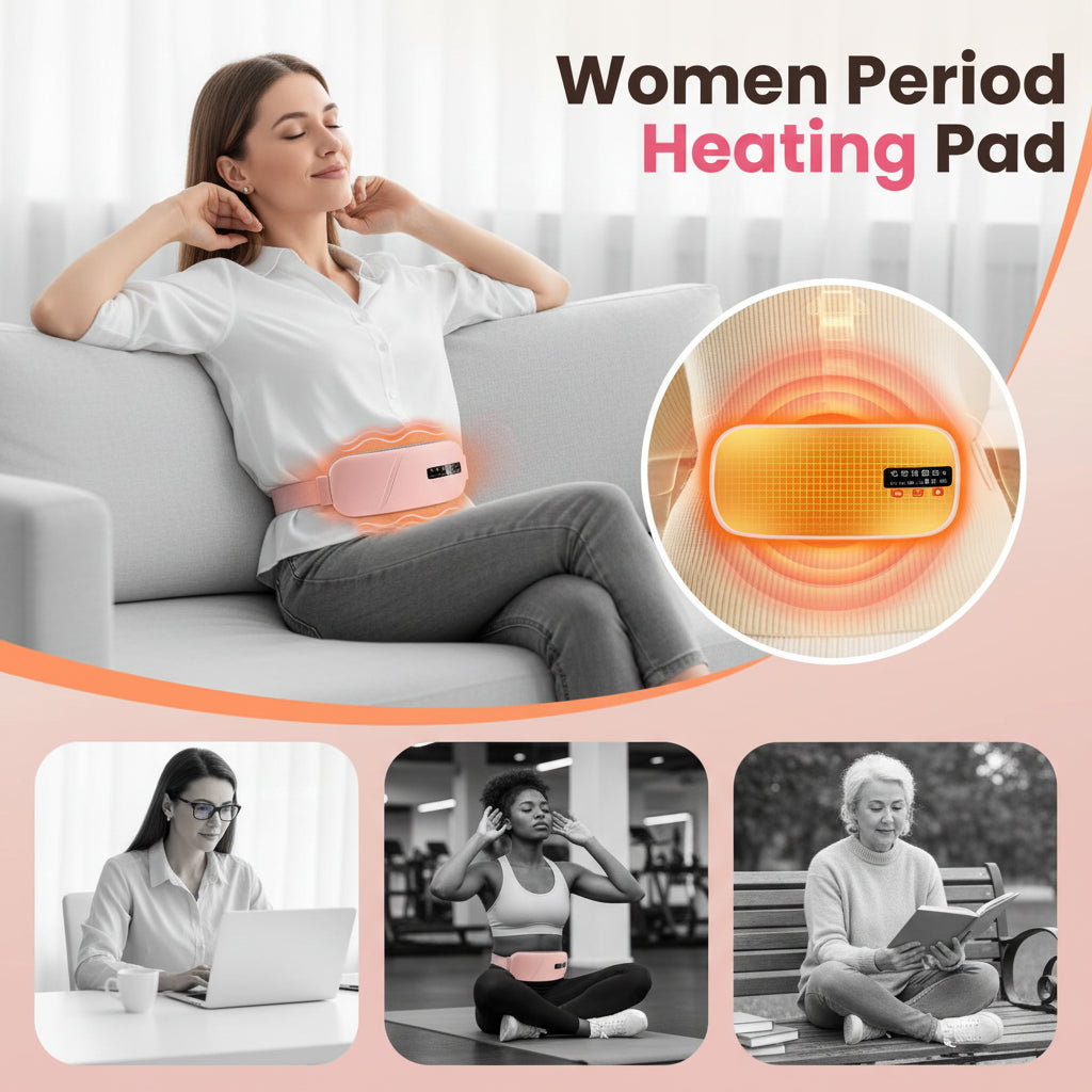 Women Menstrual Heating Pads Effective Hot Compress Period Relief Belt Rechargeable Heated Waist Massager Gifts for Female